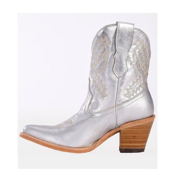 CORRAL WOMEN'S SILVER/TEAL EMBROIDERED ROUND TOE WESTERN COWBOY BOOTS/BOOTIES!! - Picture 2 of 16